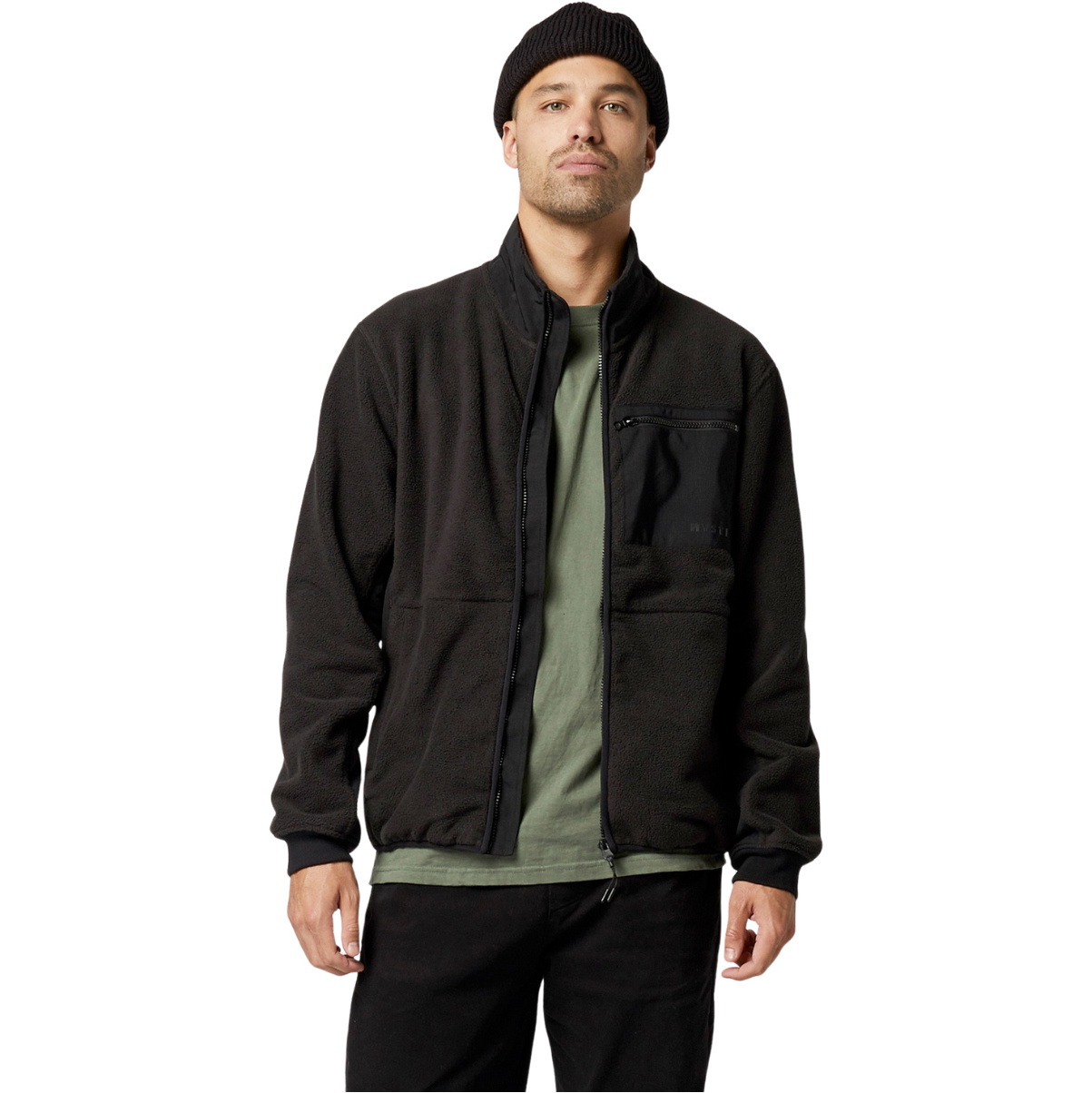 2026 Mystic Mens DTS Fleece Zip Thru Sweat 35104.260100 - Black